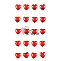 Strasuri din acril pentru make-up cu adeziv SGS005CC Inimioare Rosii de 15mm 20 buc MJ 1188876